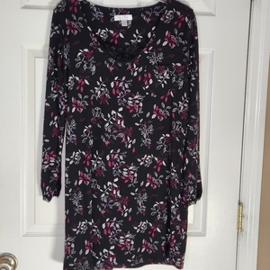Adrianne Vittadini Studio Sm Black Floral Night Gown Sleep Shirt Lounge SetLace